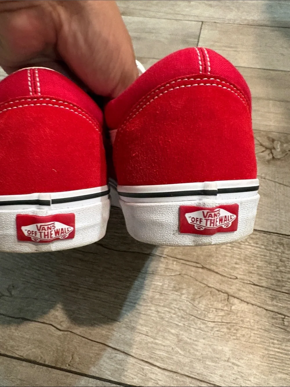 Vans Red Low-Top Canvas Sneakers with White Side Stripe